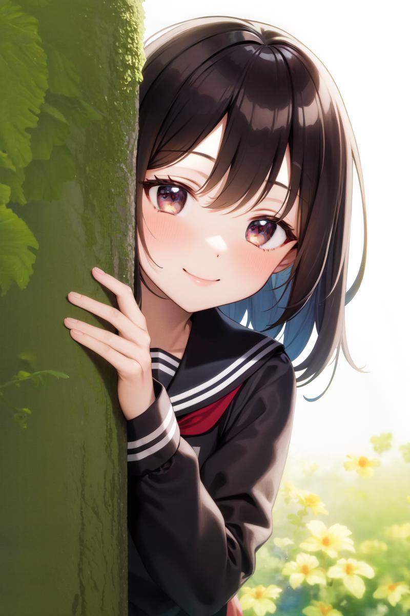 37634-2298331493-masterpiece, best quality, highres, 1girl smile, serafuku, peeking out upper body  leaves, flowers.png